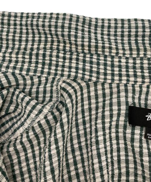 stussy（ステューシー）stussy (ステューシー) WRINKLY GINGHAM SS SHIRT グリーン サイズ:Lの古着・服飾アイテム