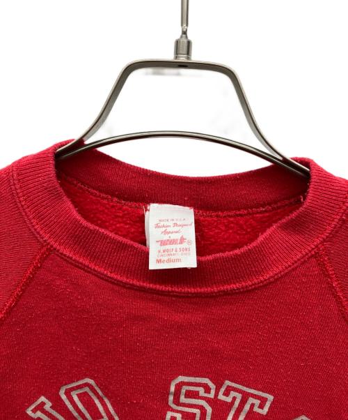 H.WOLF&SONS（H.ウルフアンドサンズ）H.WOLF&SONS (H.ウルフアンドサンズ) 半袖スウェット レッド サイズ:Mediumの古着・服飾アイテム