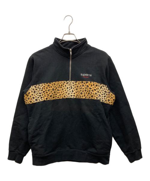 SUPREME（シュプリーム）Supreme (シュプリーム) Leopard Panel Half Zip Sweatshirt ブラック サイズ:Mの古着・服飾アイテム