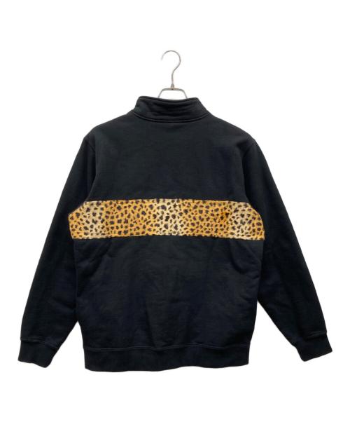SUPREME（シュプリーム）Supreme (シュプリーム) Leopard Panel Half Zip Sweatshirt ブラック サイズ:Mの古着・服飾アイテム