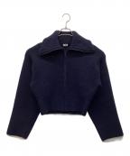 H BEAUTY&YOUTHエイチ ビューティー&ユース）の古着「5ゲージハイネックジップアップショートカーディガン」｜ネイビー