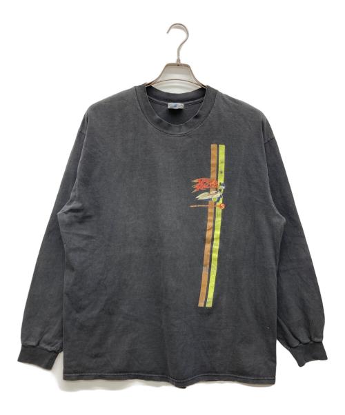 Hanes（ヘインズ）Hanes (ヘインズ) ロングスリーブアニメカットソー ブラック サイズ:ADUKT XL(46-48)の古着・服飾アイテム