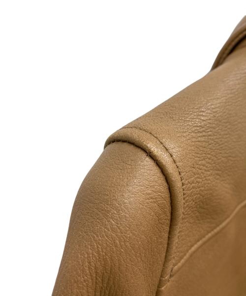 Junhashimoto（ジュンハシモト）Junhashimoto (ジュンハシモト) ZIP LEATHER SHIRTS ブラウン サイズ:2の古着・服飾アイテム