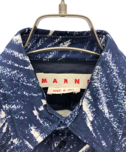 MARNI（マルニ）MARNI (マルニ) MARBLE PRINTED VELVET SHIRTS ネイビー サイズ:46の古着・服飾アイテム