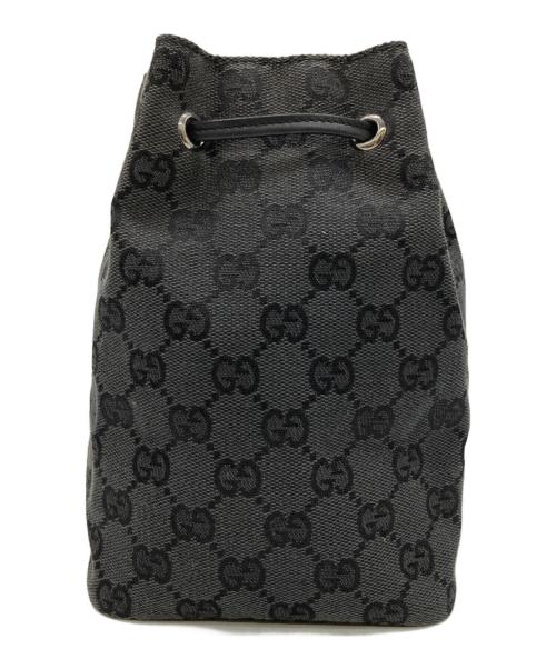 GUCCI（グッチ）GUCCI (グッチ) GGキャンパス巾着ポーチ ブラックの古着・服飾アイテム