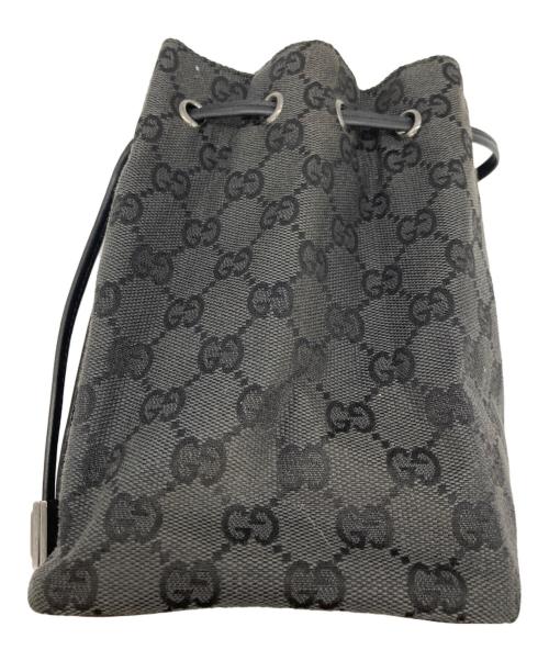 GUCCI（グッチ）GUCCI (グッチ) GGキャンパス巾着ポーチ ブラックの古着・服飾アイテム
