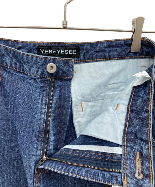 YESEYESEE（イエスアイシー）YESEYESEE (イエスアイシー) Two Tucked Ripstop Denim Pants インディゴ サイズ:Sの古着・服飾アイテム