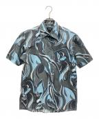 BURBERRY BLACK LABELバーバリーブラックレーベル）の古着「マーブル柄半袖シャツ」｜グレー