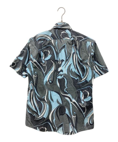 BURBERRY BLACK LABEL（バーバリーブラックレーベル）BURBERRY BLACK LABEL (バーバリーブラックレーベル) マーブル柄半袖シャツ グレー サイズ:２の古着・服飾アイテム
