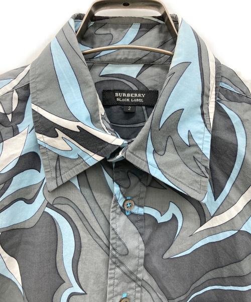 BURBERRY BLACK LABEL（バーバリーブラックレーベル）BURBERRY BLACK LABEL (バーバリーブラックレーベル) マーブル柄半袖シャツ グレー サイズ:２の古着・服飾アイテム