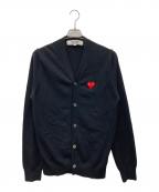 PLAY COMME des GARCONSプレイコムデギャルソン）の古着「V-NECK KNIT CARDIGAN RED HEART」｜ブラック