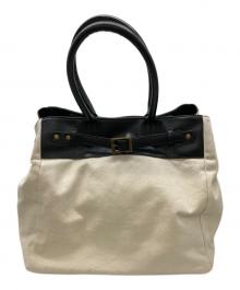 aluna（アルナ）の古着「レザー切替ハンドバッグ」｜アイボリー