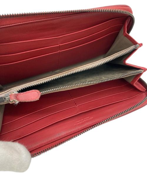 BOTTEGA VENETA（ボッテガベネタ）BOTTEGA VENETA (ボッテガベネタ) イントレチャートラウンドファスナーウォレット レッドの古着・服飾アイテム