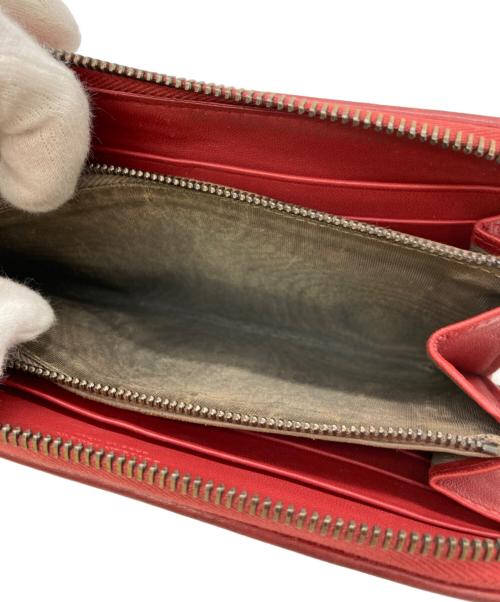 BOTTEGA VENETA（ボッテガベネタ）BOTTEGA VENETA (ボッテガベネタ) イントレチャートラウンドファスナーウォレット レッドの古着・服飾アイテム