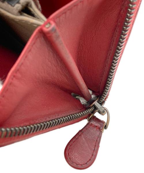 BOTTEGA VENETA（ボッテガベネタ）BOTTEGA VENETA (ボッテガベネタ) イントレチャートラウンドファスナーウォレット レッドの古着・服飾アイテム