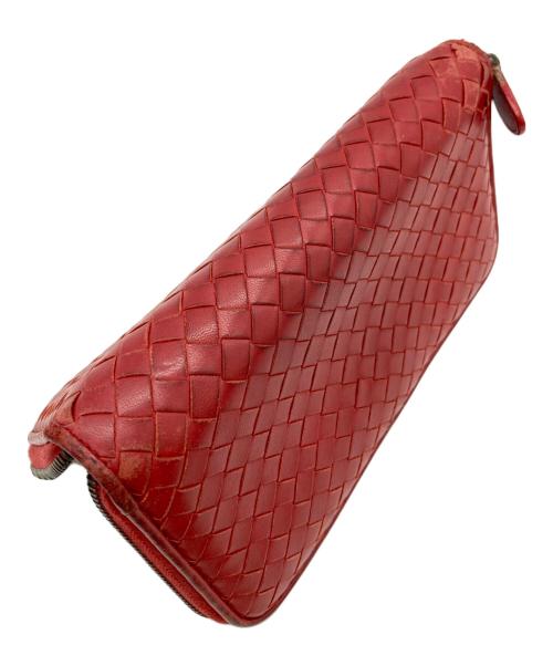BOTTEGA VENETA（ボッテガベネタ）BOTTEGA VENETA (ボッテガベネタ) イントレチャートラウンドファスナーウォレット レッドの古着・服飾アイテム