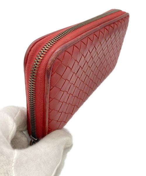 BOTTEGA VENETA（ボッテガベネタ）BOTTEGA VENETA (ボッテガベネタ) イントレチャートラウンドファスナーウォレット レッドの古着・服飾アイテム