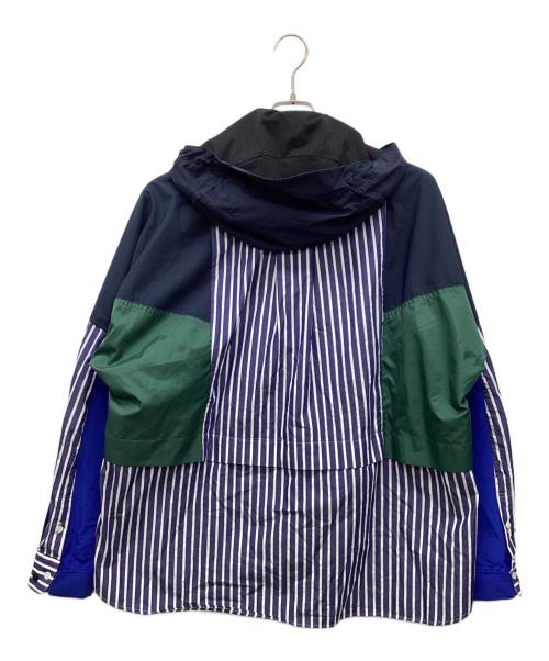sacai（サカイ）sacai (サカイ) ドッキングフーデッドストライプシャツ ネイビー サイズ:2の古着・服飾アイテム