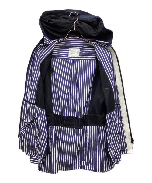 sacai（サカイ）sacai (サカイ) ドッキングフーデッドストライプシャツ ネイビー サイズ:2の古着・服飾アイテム