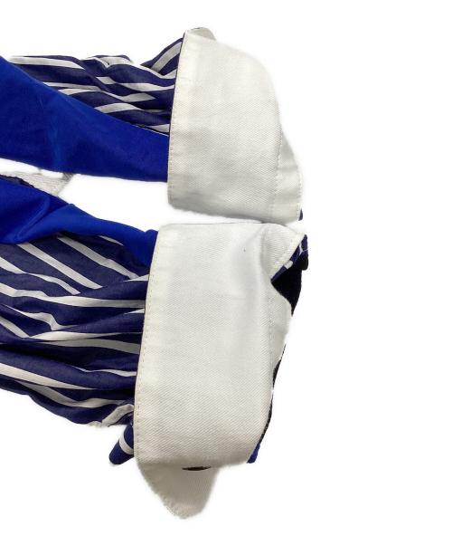 sacai（サカイ）sacai (サカイ) ドッキングフーデッドストライプシャツ ネイビー サイズ:2の古着・服飾アイテム