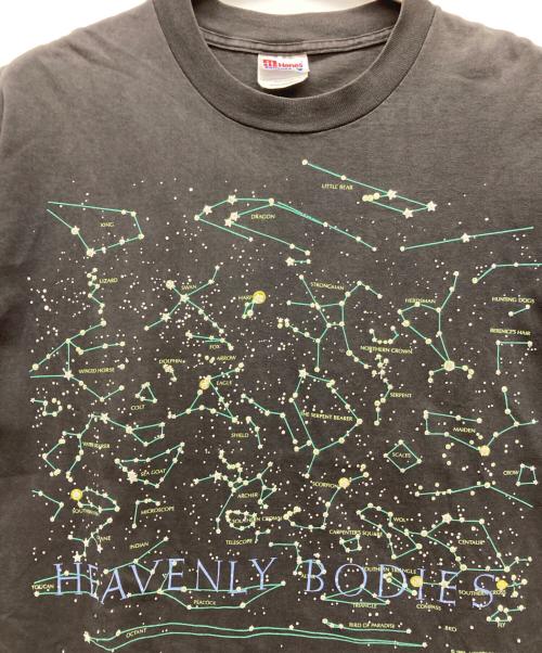 Hanes（ヘインズ）Hanes (ヘインズ) 星座両面プリントTシャツ ブラック サイズ:ADULT L(42-44)の古着・服飾アイテム