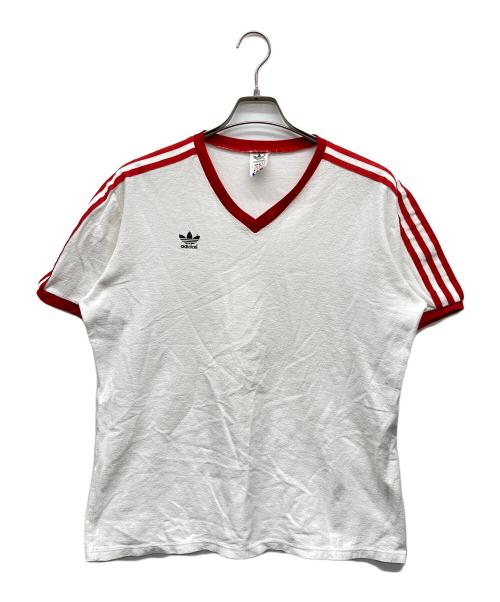 adidas（アディダス）adidas (アディダス) Vネックカットソー ホワイト サイズ:GB Lの古着・服飾アイテム