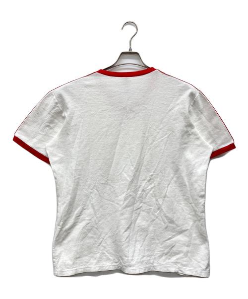 adidas（アディダス）adidas (アディダス) Vネックカットソー ホワイト サイズ:GB Lの古着・服飾アイテム