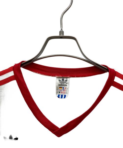 adidas（アディダス）adidas (アディダス) Vネックカットソー ホワイト サイズ:GB Lの古着・服飾アイテム