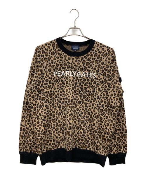 PEARLY GATES（パーリーゲイツ）PEARLY GATES (パーリーゲイツ) レオパードカシミア混ニット ベージュ サイズ:6の古着・服飾アイテム