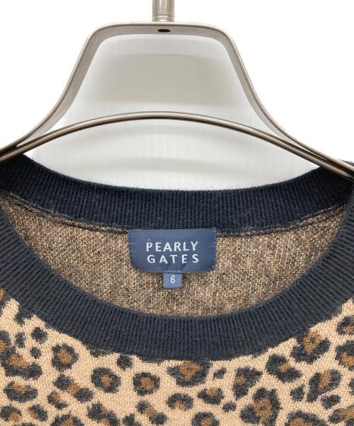 PEARLY GATES（パーリーゲイツ）PEARLY GATES (パーリーゲイツ) レオパードカシミア混ニット ベージュ サイズ:6の古着・服飾アイテム