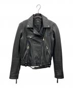 ZARAザラ）の古着「シープスキンダブルライダースジャケット」｜ブラック