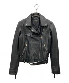 ZARA（ザラ）の古着「シープスキンダブルライダースジャケット」｜ブラック