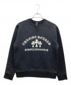 CHROME HEARTSクロムハーツ）の古着「Y NOT Cemetery Cross Crewneck Sweat King Taco」｜ブラック