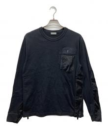 Dior×sacai（ディオール×サカイ）の古着「サイドスリット ナイロン切替 スウェットシャツ」｜ブラック