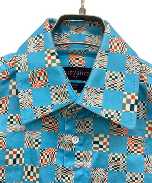 LOUIS VUITTON（ルイ ヴィトン）LOUIS VUITTON (ルイ ヴィトン) ディストーテッドダミエクラシック ロングスリーブ シャツ スカイブルー サイズ:Sの古着・服飾アイテム