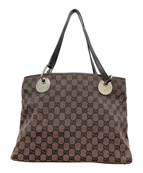 GUCCI（グッチ）GUCCI (グッチ) GGキャンバストートバッグ ブラウンの古着・服飾アイテム