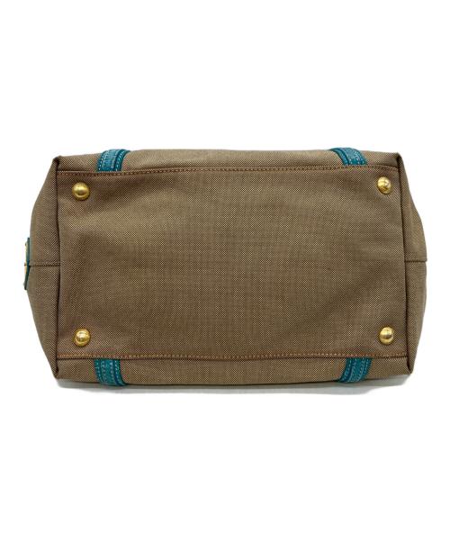 PRADA（プラダ）PRADA (プラダ) カナパキャンバスハンドバッグ ベージュ×ターコイズの古着・服飾アイテム