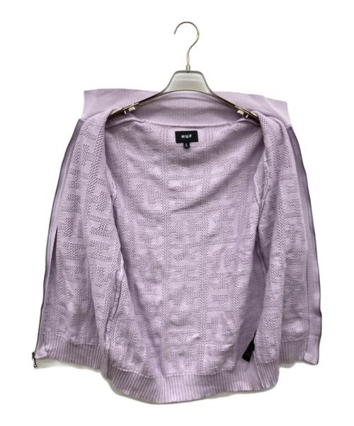 HUF（ハフ）HUF (ハフ) MONOGRAM JACQUARD ZIP SWEATER パープル サイズ:Sの古着・服飾アイテム
