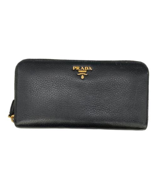 PRADA（プラダ）PRADA (プラダ) ラウンドファスナーロングウォレット ブラックの古着・服飾アイテム