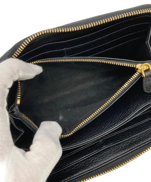 PRADA（プラダ）PRADA (プラダ) ラウンドファスナーロングウォレット ブラックの古着・服飾アイテム