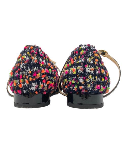 JENNIFER CHAMANDI（ジェニファーチャマンディ）JENNIFER CHAMANDI (ジェニファーチャマンディ) ツイードアンクストラップポインテッドトゥパンプス ブラック サイズ:35の古着・服飾アイテム