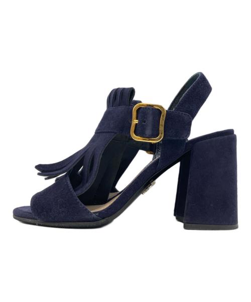 PRADA（プラダ）PRADA (プラダ) スエードフリンジハイヒールパンプス ネイビー サイズ:35の古着・服飾アイテム