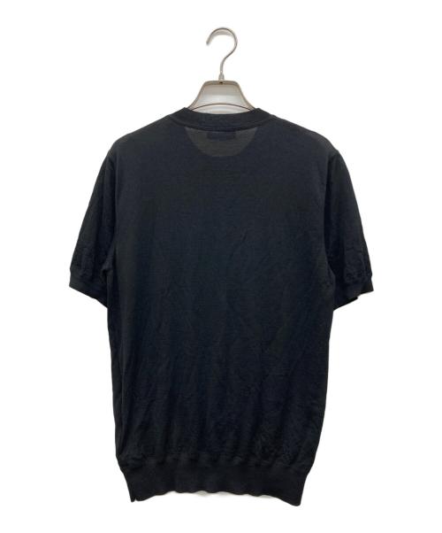 PRADA（プラダ）PRADA (プラダ) ロゴジャガードハイゲージ ウールショートスリーブニット ブラック サイズ:SZ46の古着・服飾アイテム