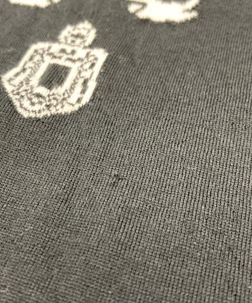 PRADA（プラダ）PRADA (プラダ) ロゴジャガードハイゲージ ウールショートスリーブニット ブラック サイズ:SZ46の古着・服飾アイテム