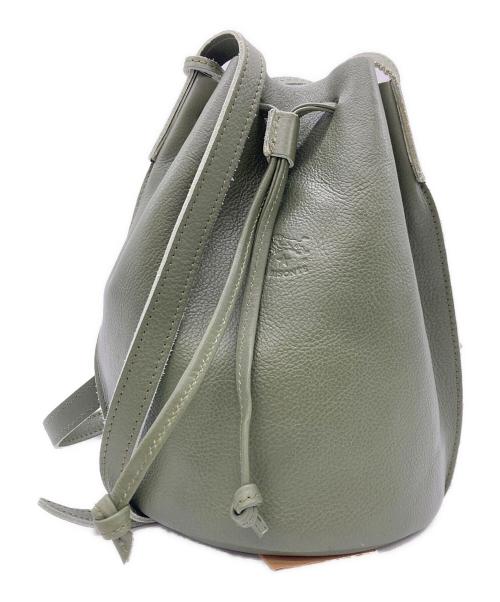 IL BISONTE（イル ビゾンテ）IL BISONTE (イル ビゾンテ) 巾着ショルダーバッグ グリーンの古着・服飾アイテム