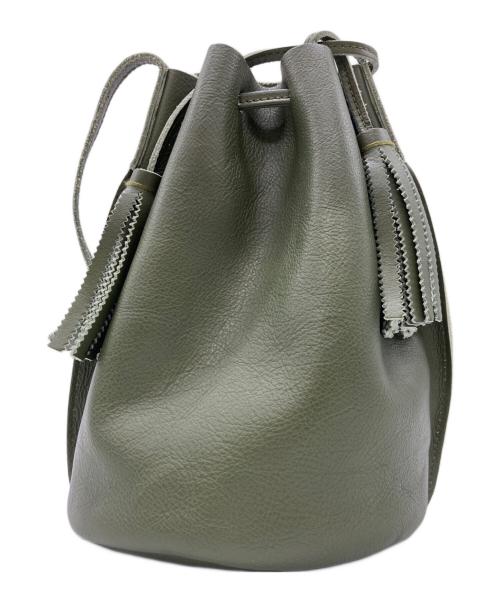 IL BISONTE（イル ビゾンテ）IL BISONTE (イル ビゾンテ) 巾着ショルダーバッグ グリーンの古着・服飾アイテム