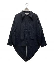 &ellecy（アンドエルシー）の古着「ボウタイフィッシュテイルシャツブラウス」｜ブラック