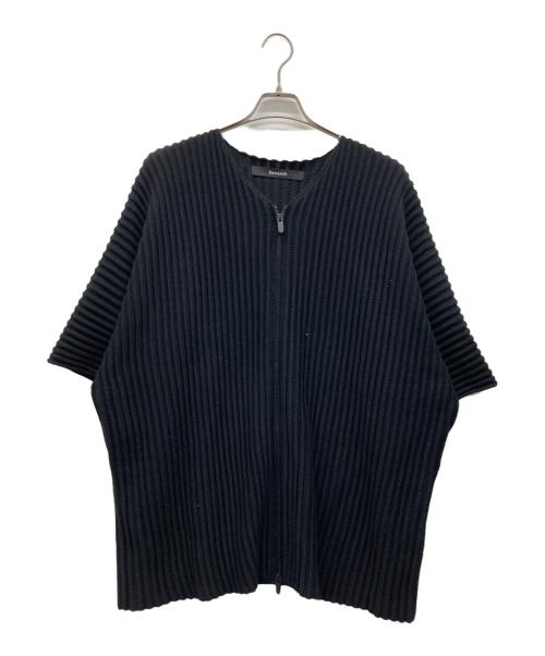 SEVENTH（セブンス）SEVENTH (セブンス) ジップアップ半袖リブニット ブラック サイズ:XXLの古着・服飾アイテム