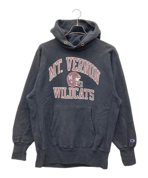 Champion REVERSE WEAVE（チャンピオン リバース ウィーブ）Champion REVERSE WEAVE (チャンピオン リバース ウィーブ) 三段プリントフーディ ブラック希少 サイズ:X-LARGEの古着・服飾アイテム