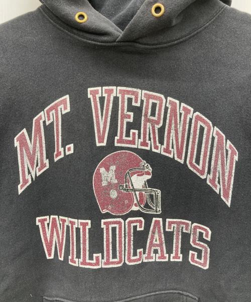 Champion REVERSE WEAVE（チャンピオン リバース ウィーブ）Champion REVERSE WEAVE (チャンピオン リバース ウィーブ) 三段プリントフーディ ブラック希少 サイズ:X-LARGEの古着・服飾アイテム